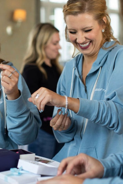 Bridal Party Embroidered Zip-Ups Close in blue
