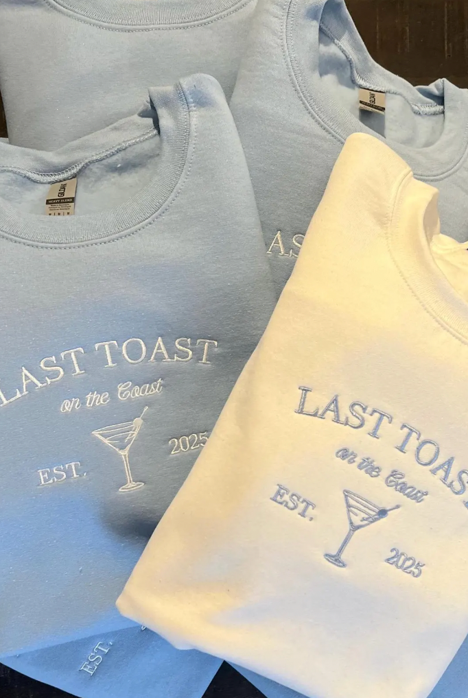 Cocktails on the Coast Themed Embroidered Crewnecks