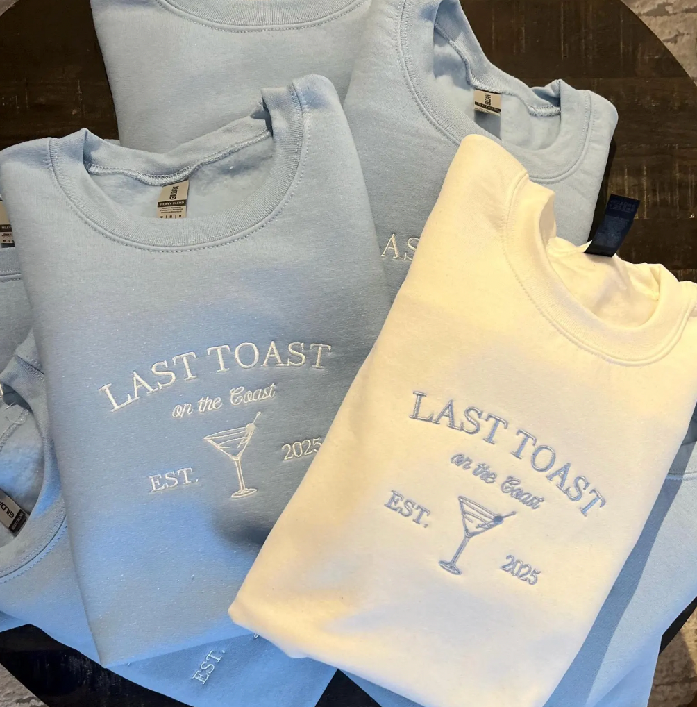 Cocktails on the Coast Themed Embroidered Crewnecks