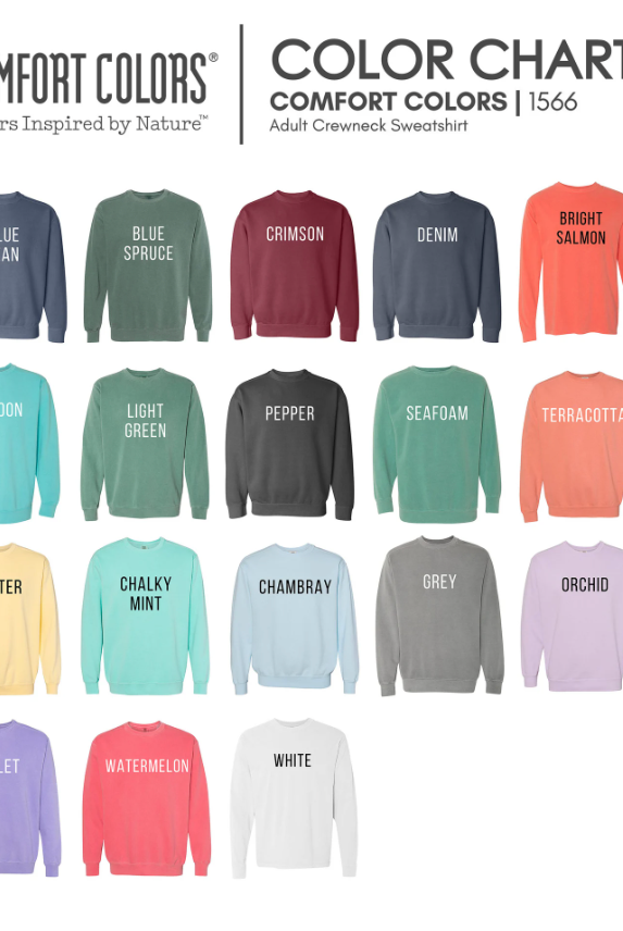 Comfort Colors color chart