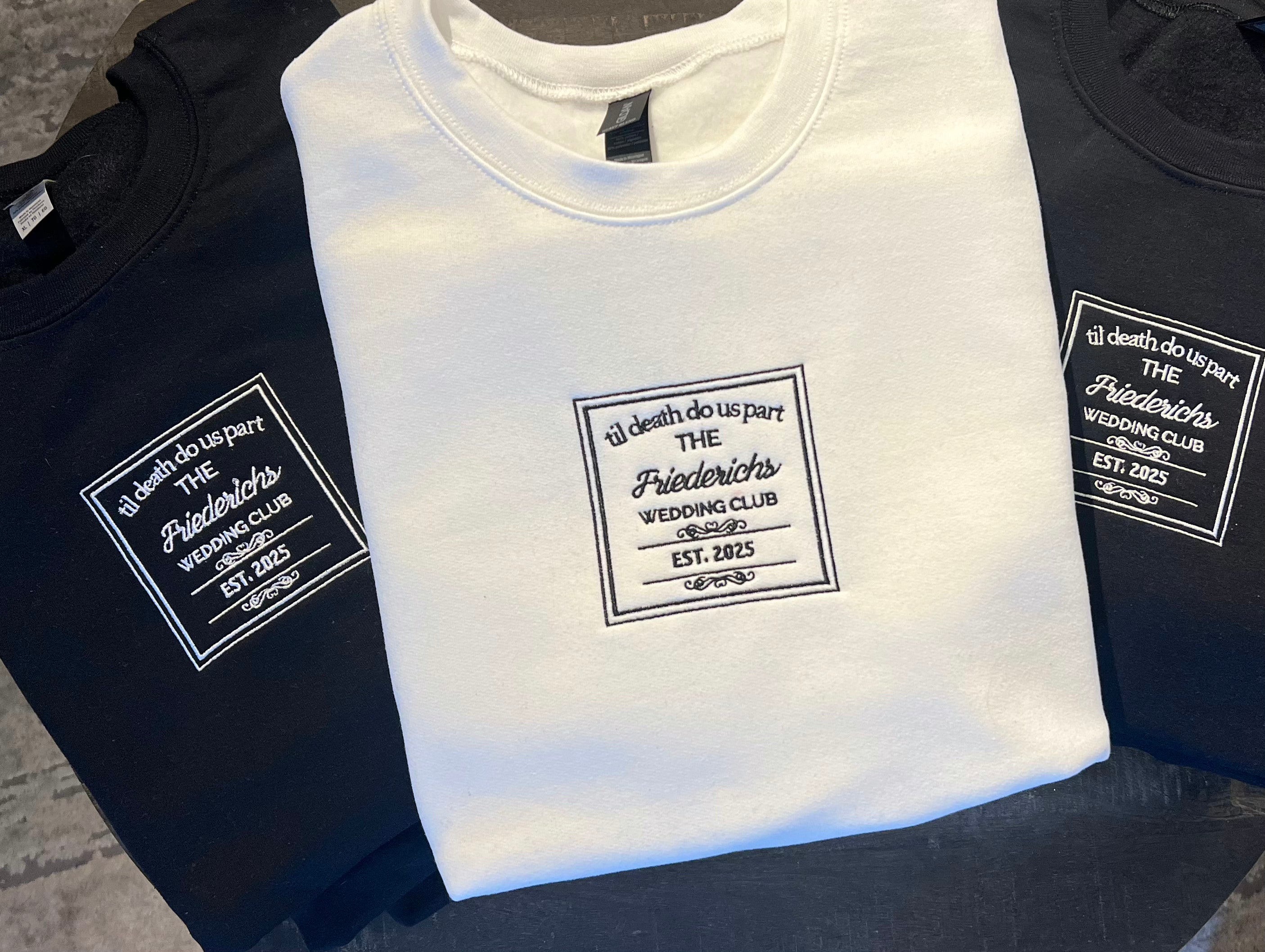 Custom Logo Wedding Embroidered Crewneck colors