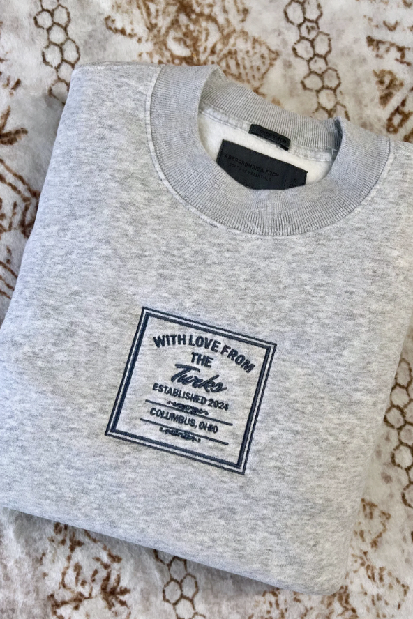 Custom Logo Wedding Embroidered Crewneck with love from