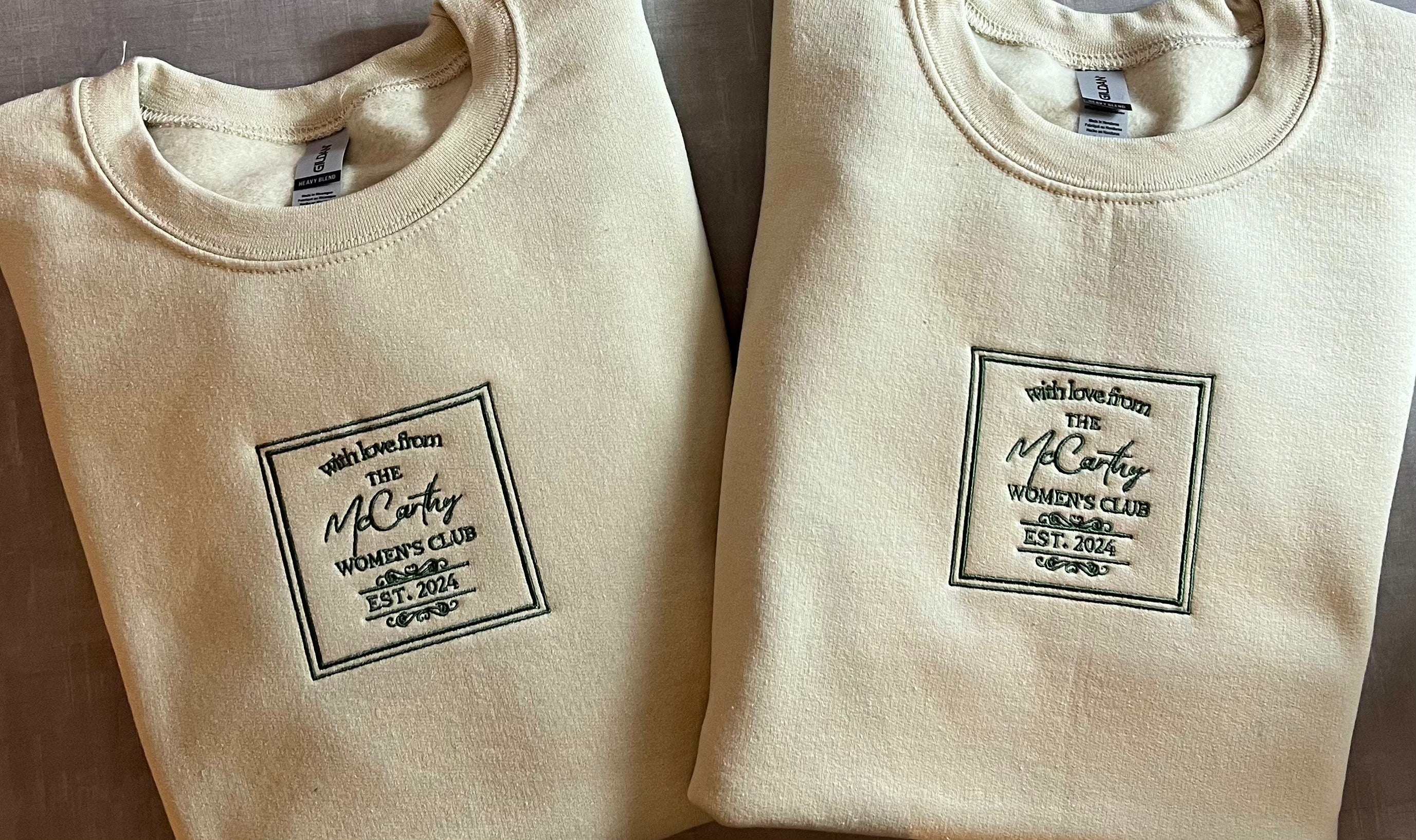 Custom Logo Wedding Embroidered Crewneck with love from custom