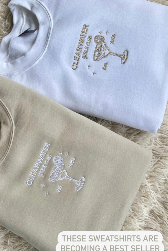 Custom Margarita Glass Embroidered Crewneck Custom