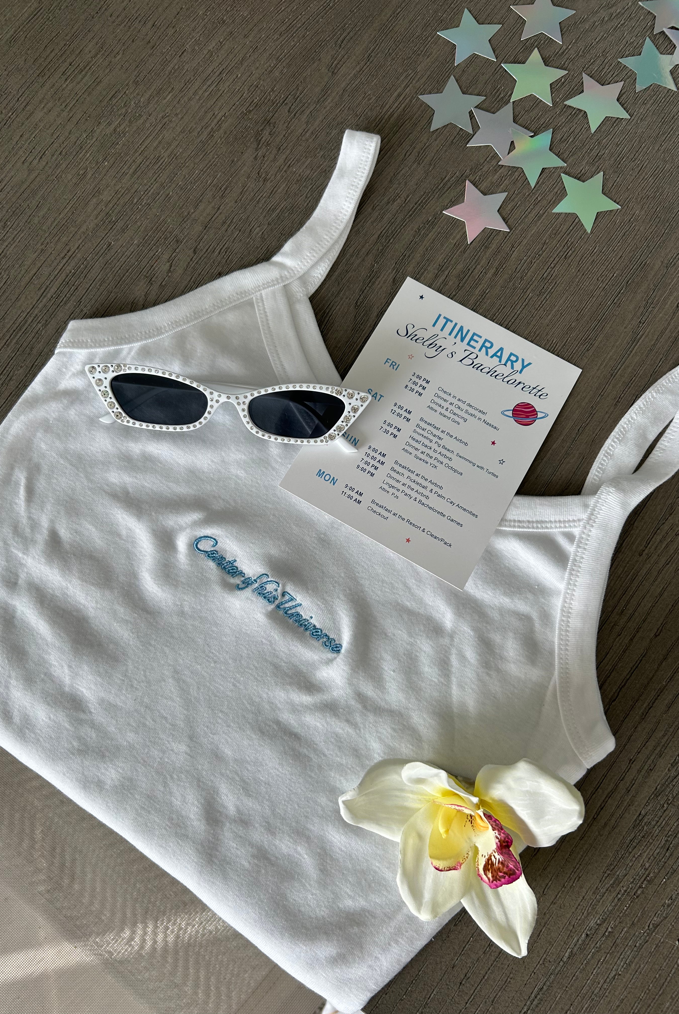 white Embroidered New Name Tank