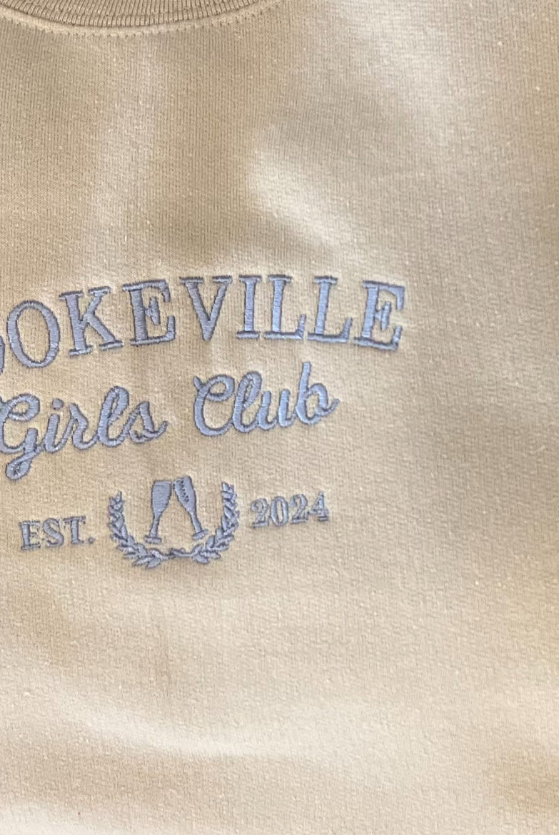 Custom Girls Club Themed Embroidered Crewneck
