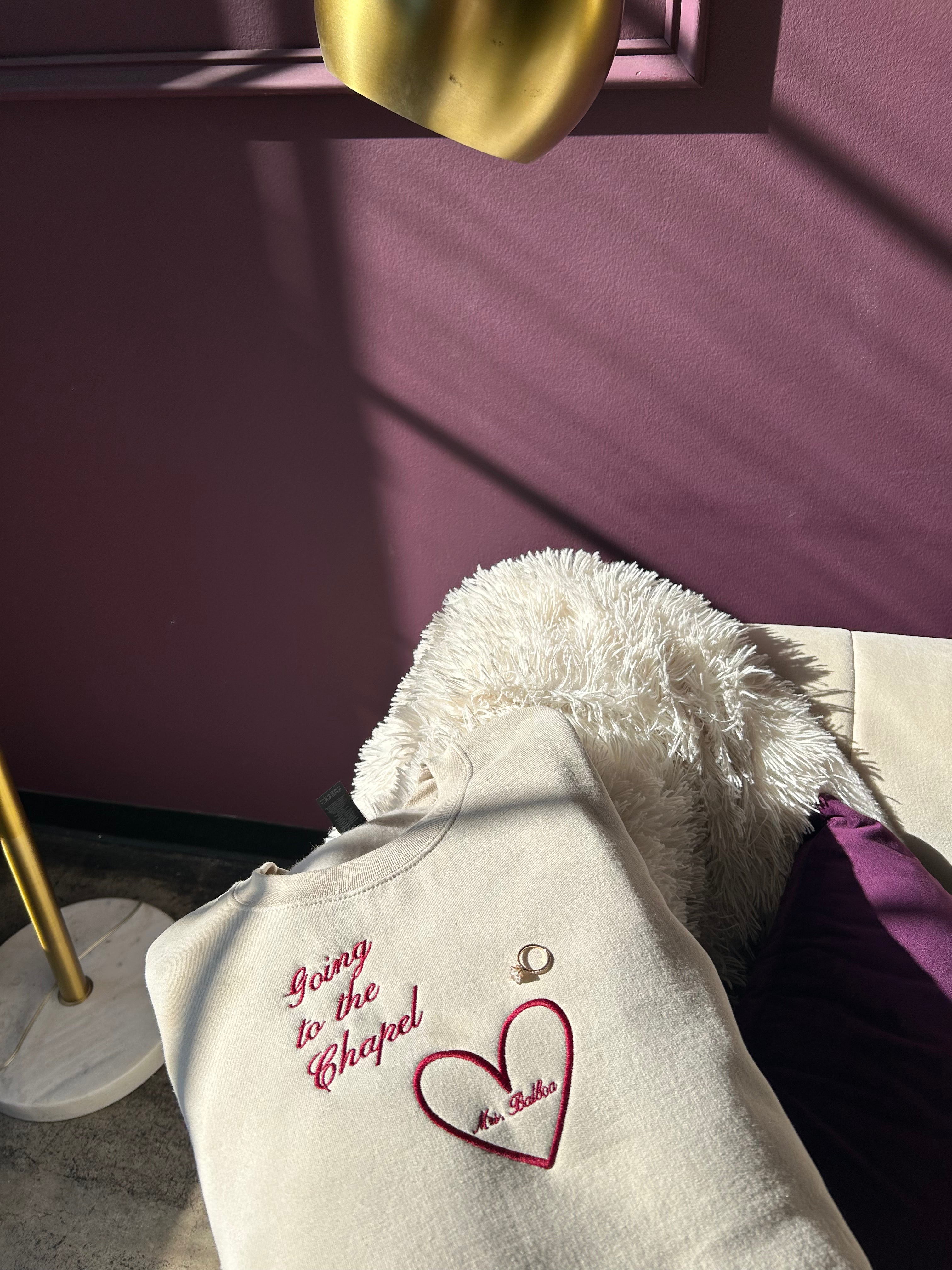 Going to the Chapel in Sand Embroidered Crewneck