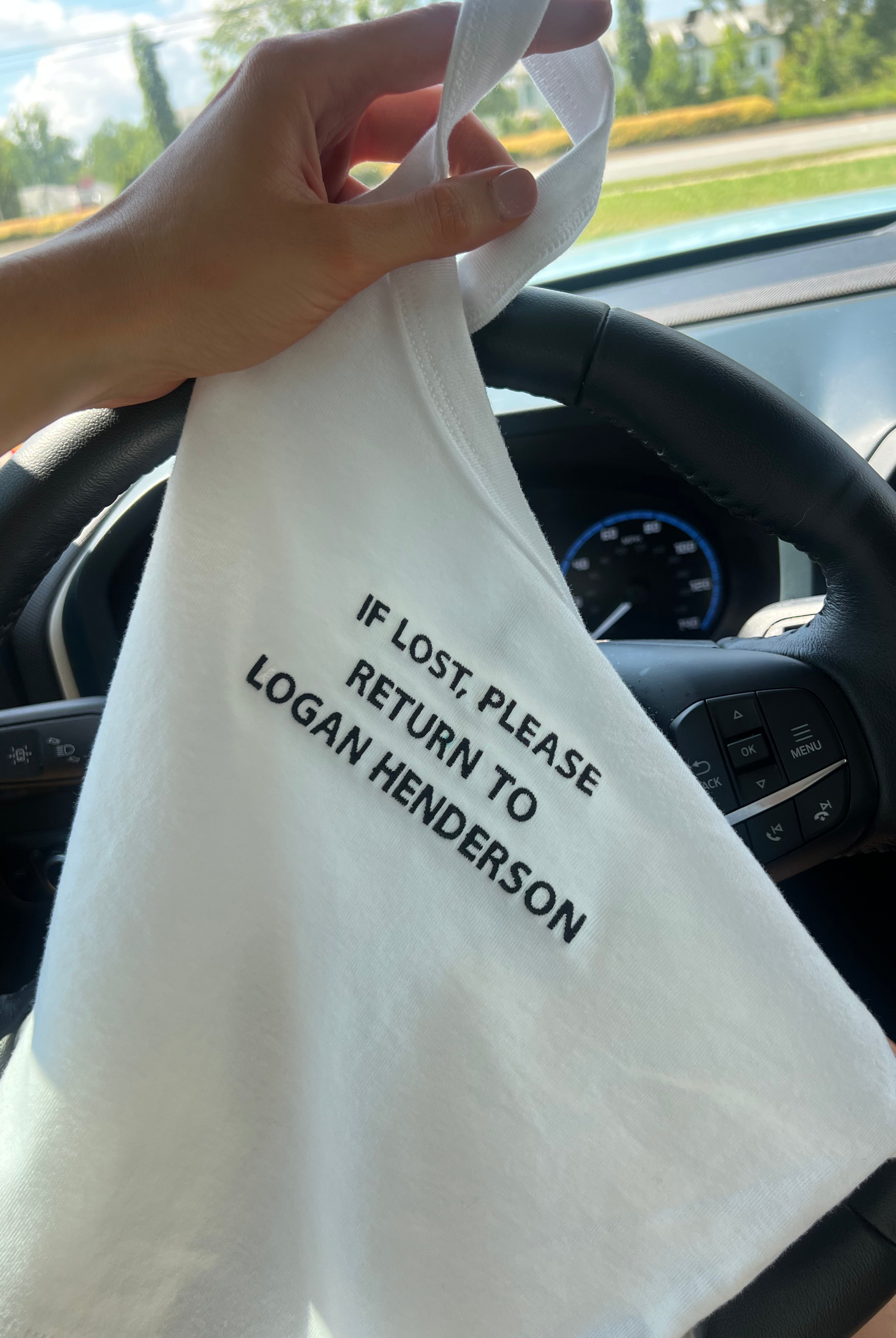 If Lost Please Return To Embroidery white shirt