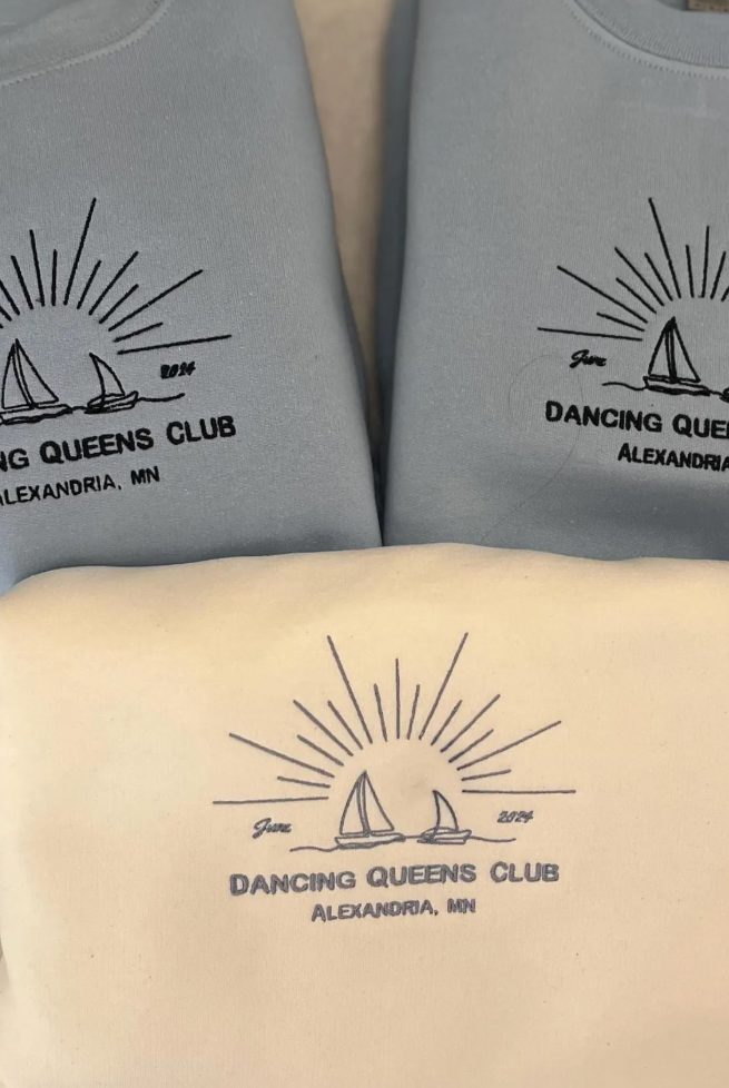 Sail Away: Custom Embroidered Sailboat Sweatshirt in Yellow and Blue