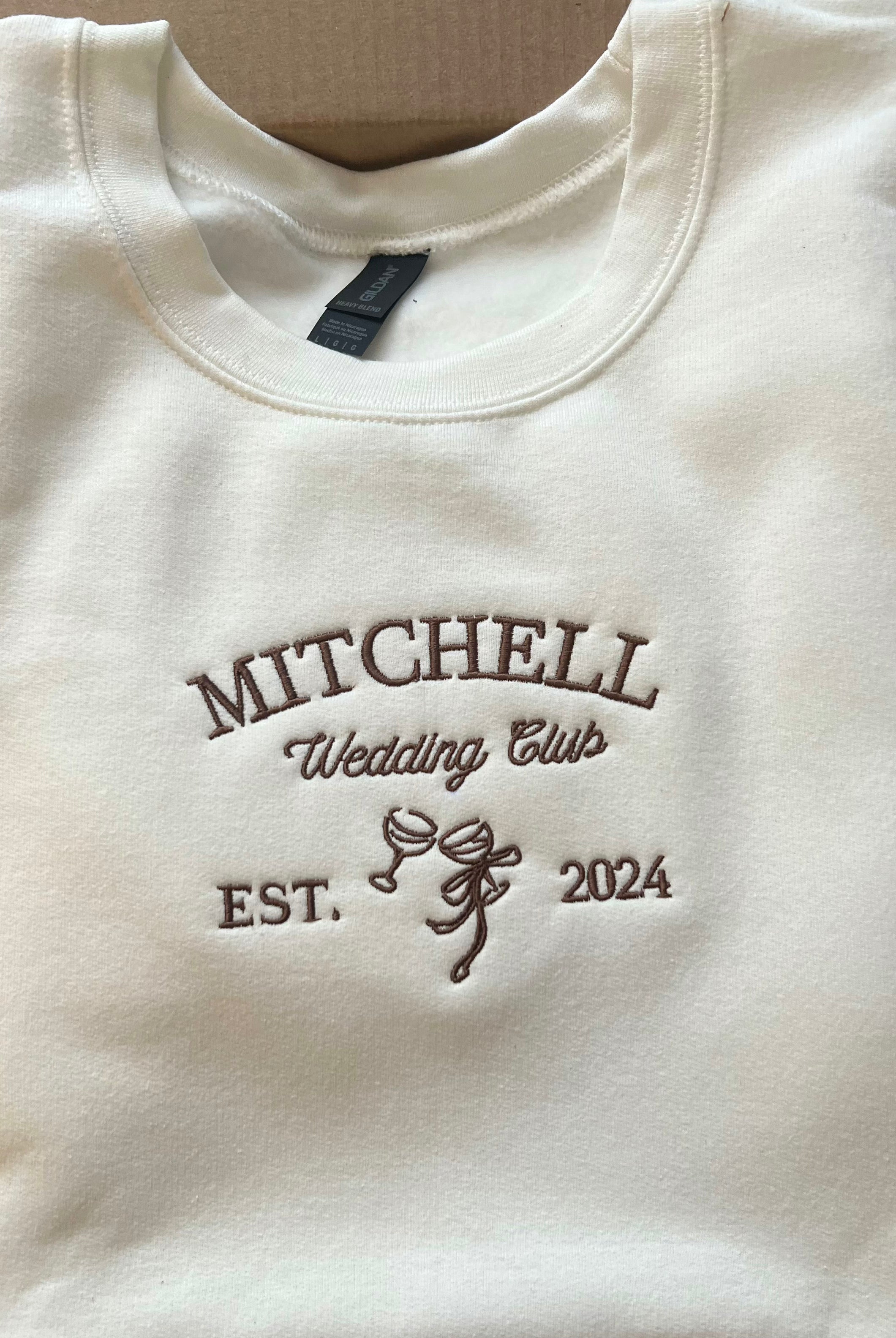 Wedding Club White Embroidered Crewneck