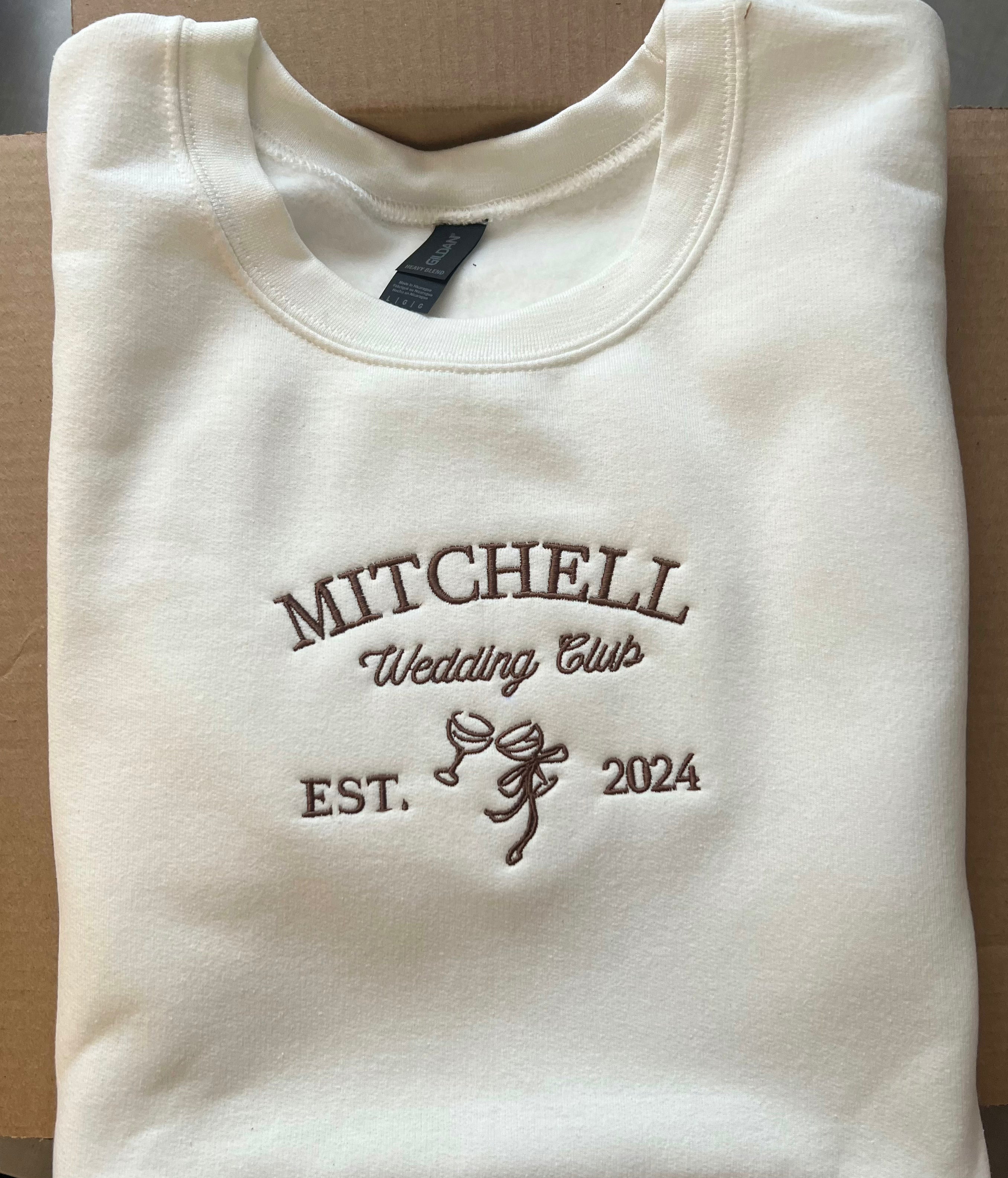 Wedding Club White Embroidered Crewneck