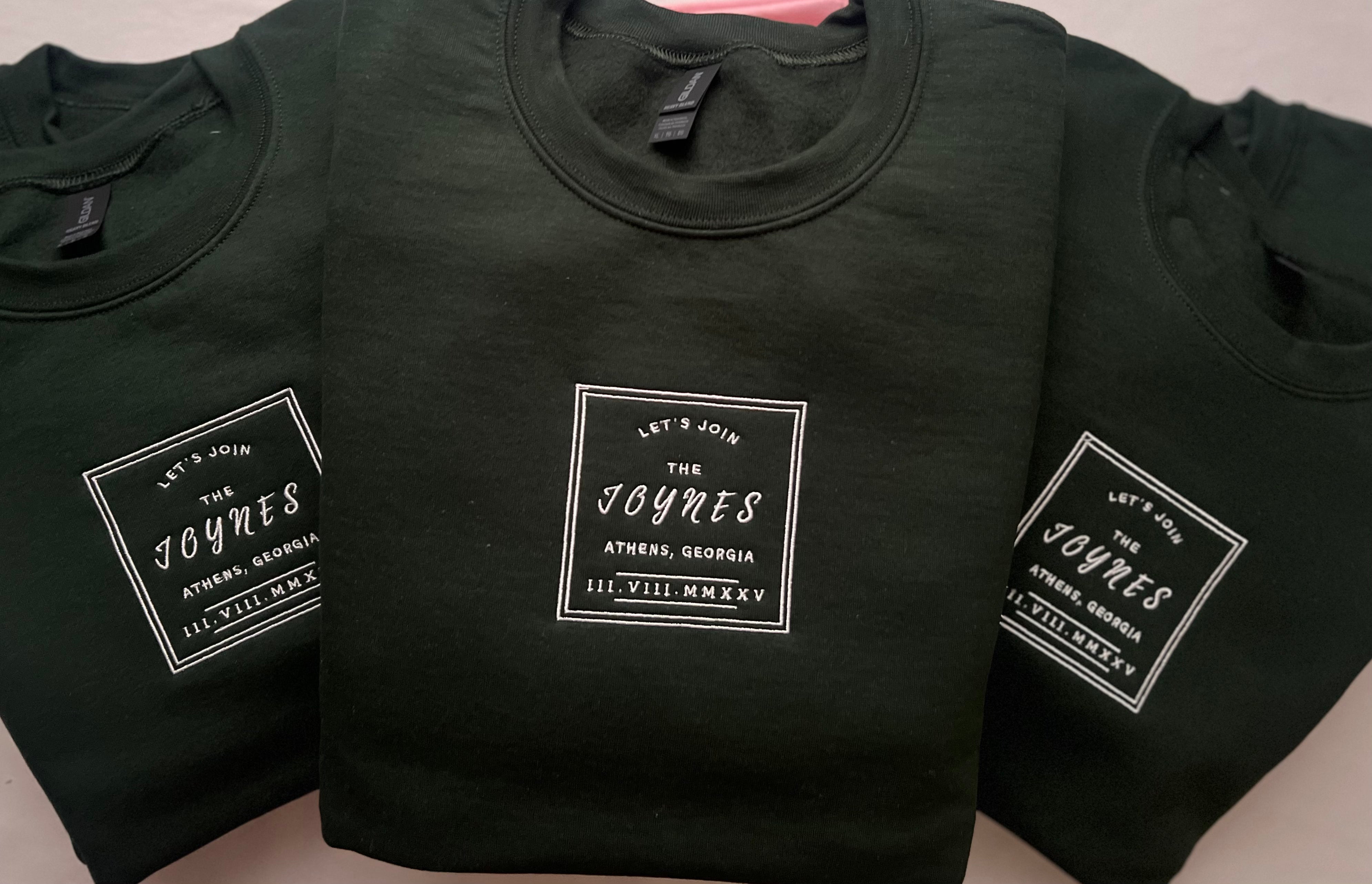Custom Logo Wedding Embroidered Crewneck green