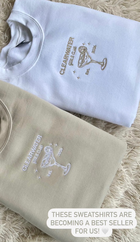 Custom Margarita Glass Embroidered Crewneck Custom