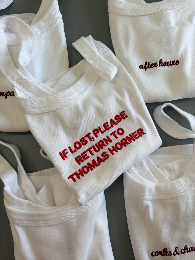 If Lost Return To Embroidered Tank and Shorts
