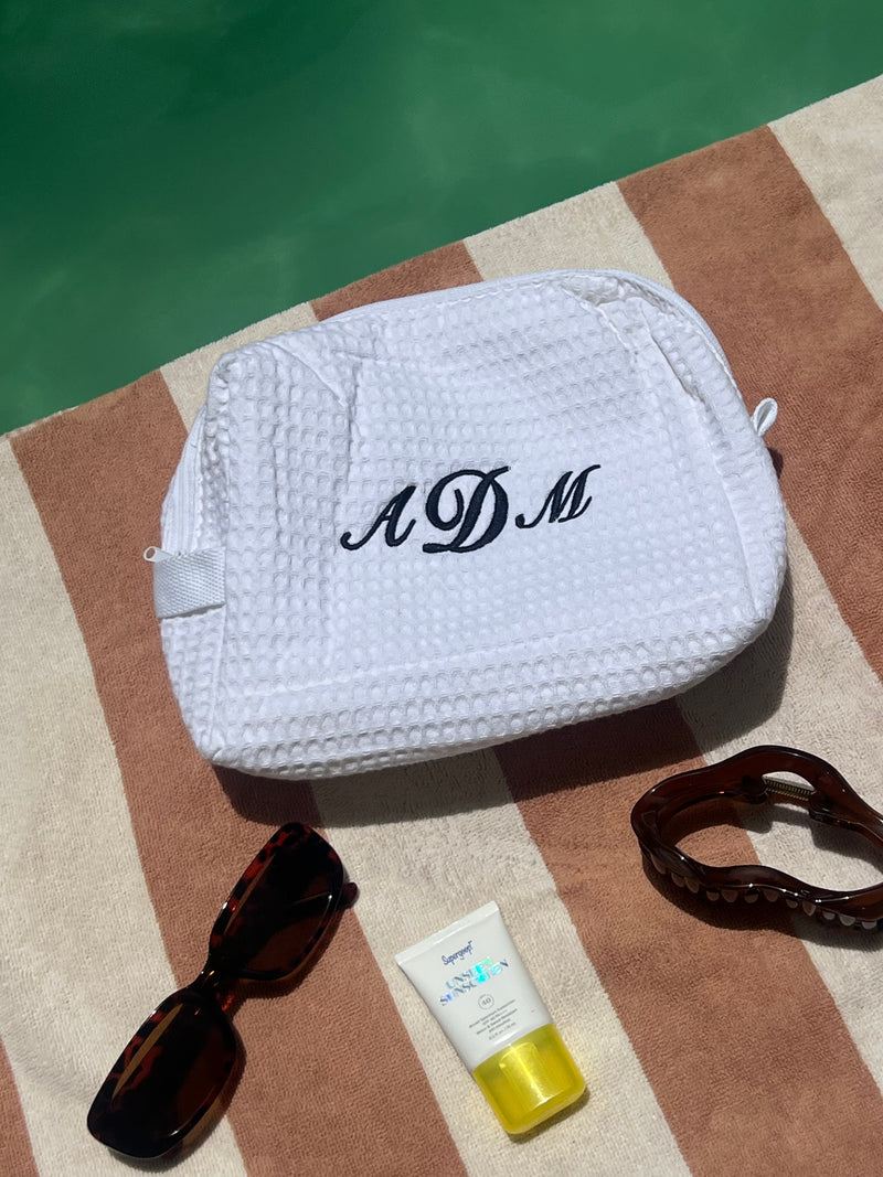 Personalized Waffle Weave Accessory Bag