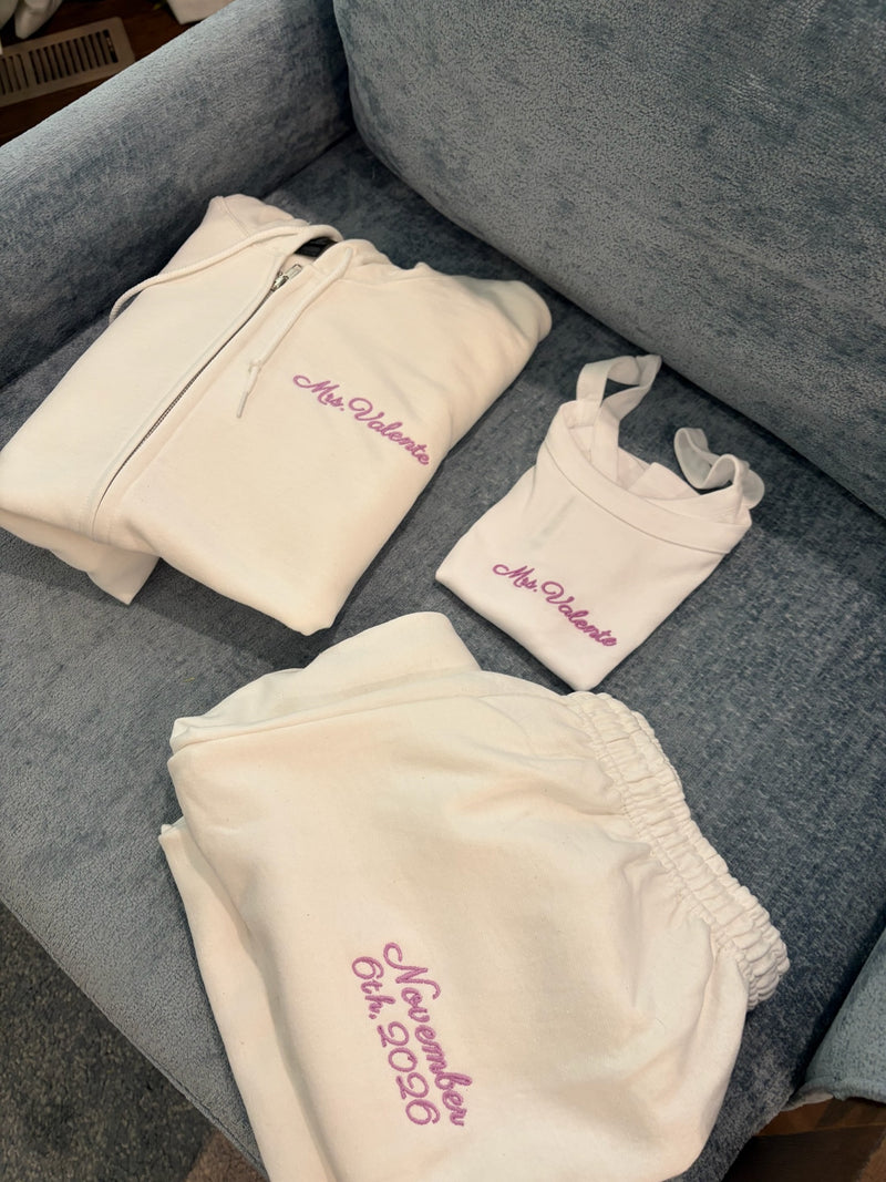 Wedding Weekend Open Leg Sweatpants & Zip/Tank Set