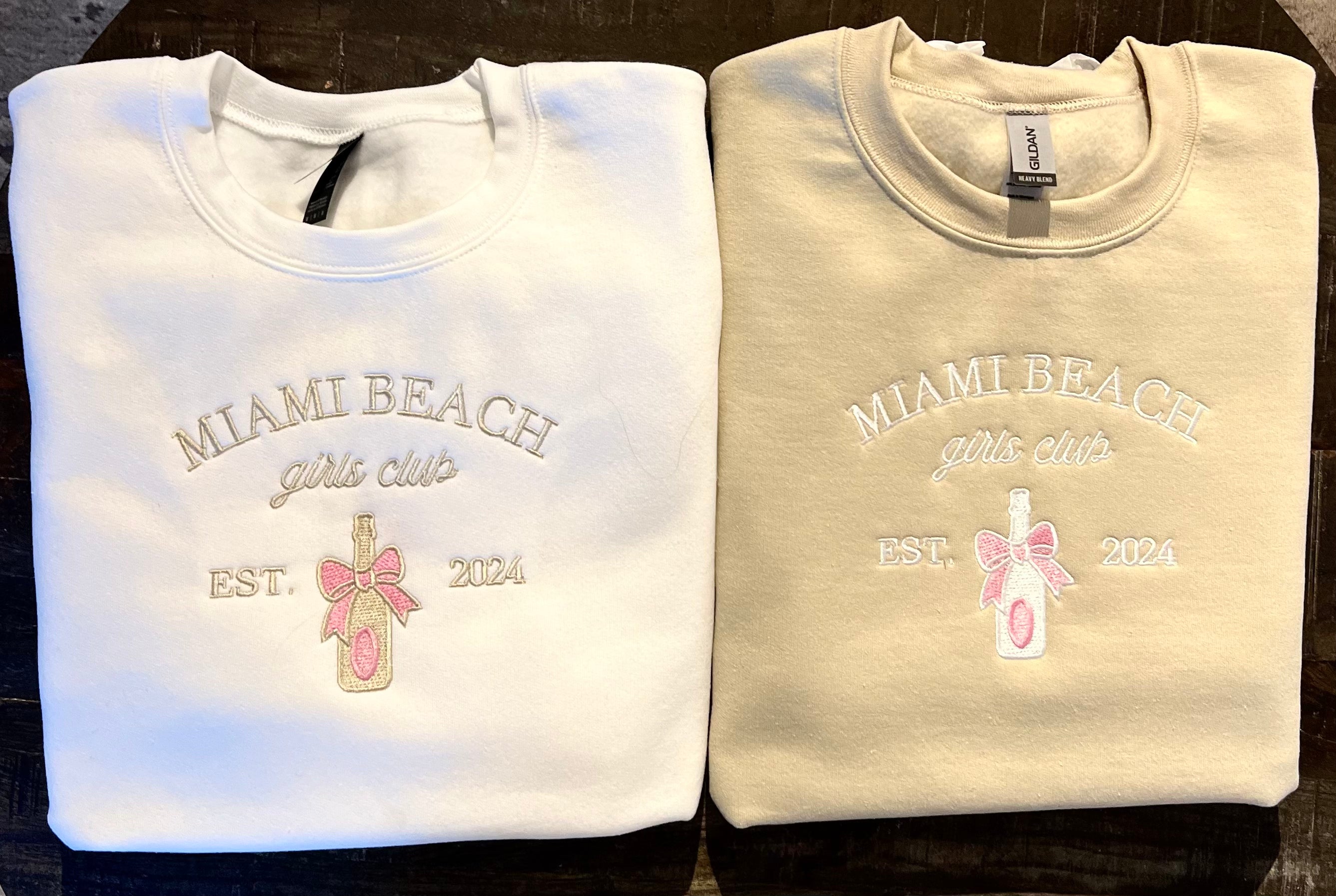 Pop the Bubbly: Custom Champagne & Bow Embroidered Sweatshirts