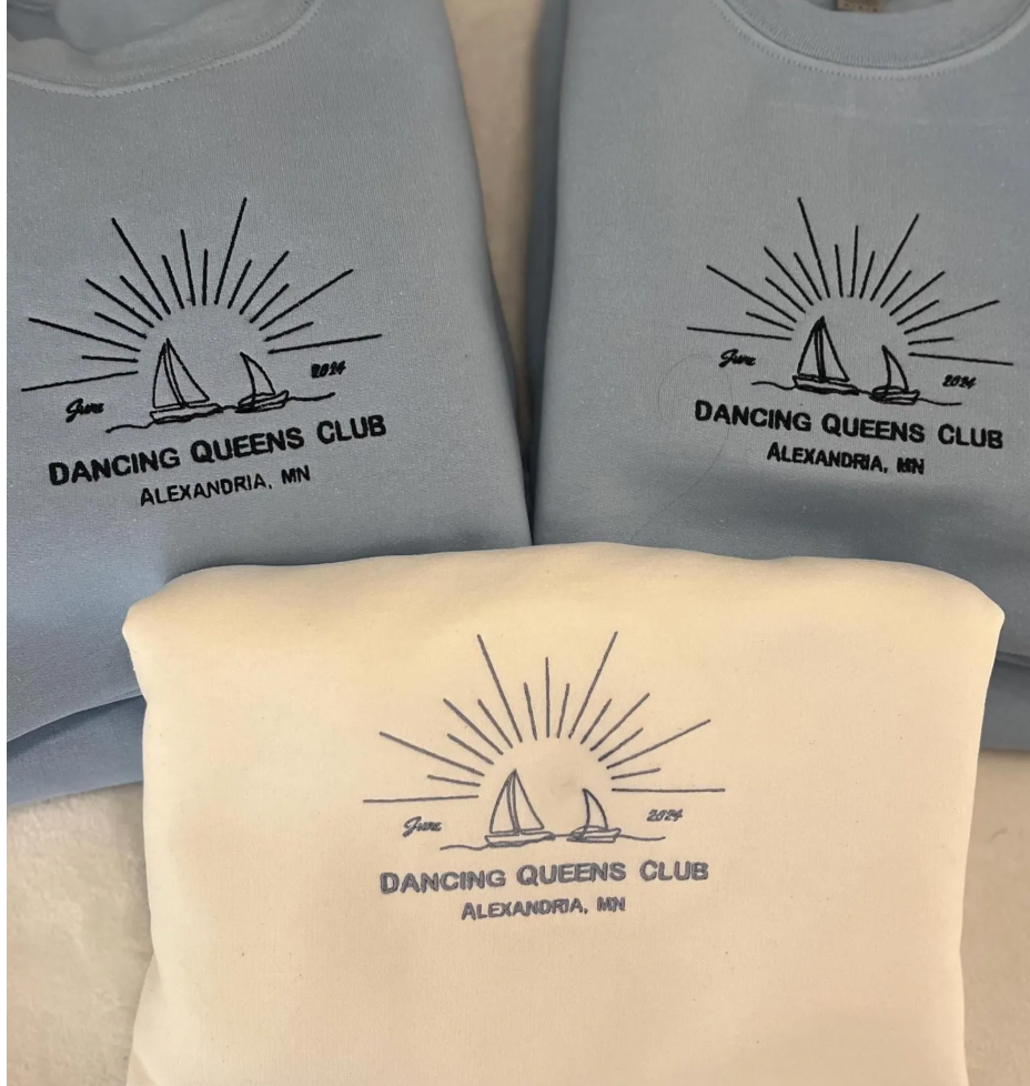 Sail Away: Custom Embroidered Sailboat Sweatshirt in Yellow and Blue