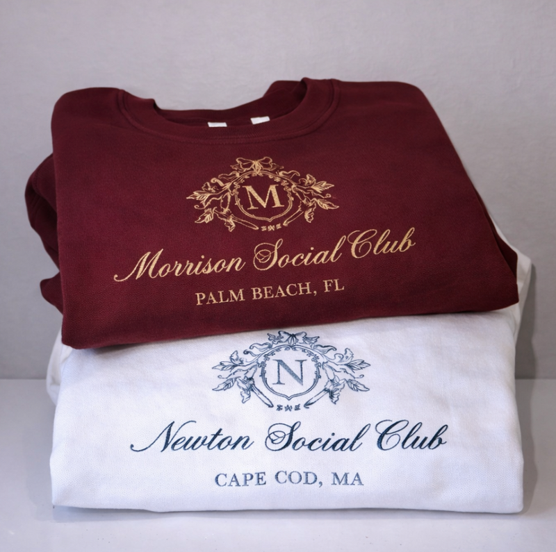 Custom Wedding Crest Embroidered Crewneck